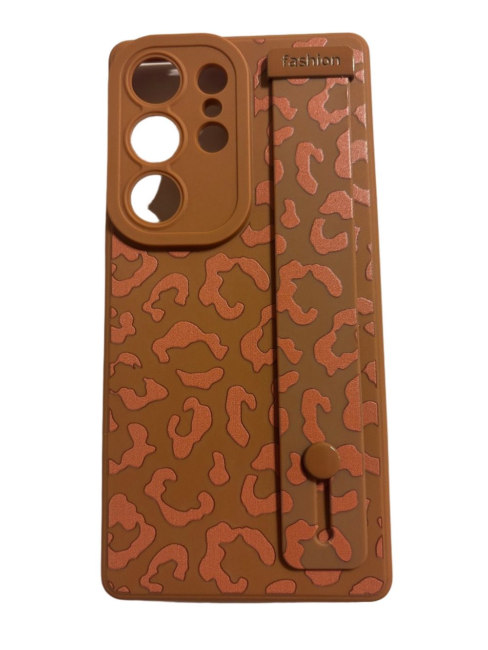 📱Brown Leopard-Print Phone Case with Grip Strap Samsung Galaxy S25 ultra 6.9”